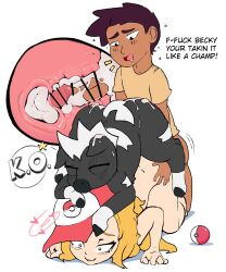 1boy 2girls ass censored cum cum_in_pussy florida-man gen_5_pokemon hat multiple_girls nintendo poke_ball pokemon pokemon_(creature) ponytail sex undressing zebstrika
