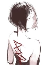 Rule 34 | 1girl, expressionless, highres, ikuhana niiro, looking at viewer, looking back, piercing, short hair, tagme