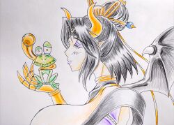 Rule 34 | demon, demon girl, digimon, digimon (creature), fallen angel, gekomon, highres, lilithmon, mark of evil, wings