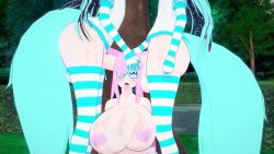 1girl 2boys 3d animal_ears animated blue_hair breasts ear_insertion ear_penetration ear_sex fox_ears fox_girl fox_tail glasses gloves hand_on_another&#039;s_head heart_nipples highres huge_breasts koikatsu_(medium) large_breasts large_penis lunarwaste multiple_boys multiple_penetration nipples open_mouth original penis pink_hair star_(symbol) star_symbol_background starry_hair striped_clothes striped_gloves striped_thighhighs tagme tail thighhighs trap uncensored video