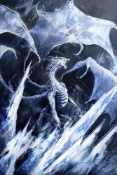 alivewake caligo_miasma_of_night dragon dragon_wings elden_ring elden_ring_nightreign highres monster monster_focus no_humans open_mouth scales western_dragon white_scales wings