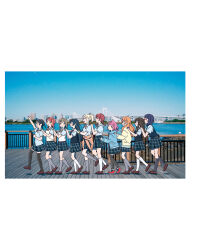 6+girls ahoge artbook asaka_karin black_hair blonde_hair braid brown_hair cardigan clothes_around_waist emma_verde green_eyes grey_hair hair_bun highres jacket jacket_around_waist konoe_kanata long_hair looking_at_viewer love_live! love_live!_nijigasaki_high_school_idol_club medium_hair miyashita_ai multiple_girls nakasu_kasumi nijigasaki_school_uniform non-web_source official_art osaka_shizuku outdoors pantyhose pink_eyes pink_hair purple_hair school_uniform short_hair single_side_bun skirt sky summer_uniform takasaki_yu tennoji_rina thighhighs twintails uehara_ayumu yellow_eyes yuki_setsuna