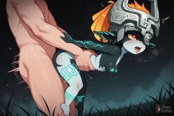 ahegao ai-assisted black_skin blue_nipples body_markings breasts carrying colored_nipples colored_sclera colored_skin faceless faceless_male feet female_focus fog forest fucked_silly glowing_markings glowing_nipples grey_skin hanging heart heart-shaped_pupils helmet markings medium_hair midna monster_girl nature nintendo nipples one_eye_covered open_mouth orange_hair outdoors pointy_ears protokebab red_eyes sex sex_from_behind shortstack size_difference small_breasts sweat symbol-shaped_pupils the_legend_of_zelda the_legend_of_zelda:_twilight_princess tongue vaginal waist_grab yellow_sclera