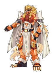 1boy apollomon armor blonde_hair digimon highres lion_boy long_hair male_focus solo