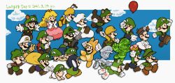 1boy baby_luigi balloon bee_mario blue_overalls brown_hair builder_luigi cat_luigi cloud cloud_luigi cosplay dr._luigi dr._luigi_(game) dr._mario_(game) facial_hair fire_luigi flying_squirrel_luigi gloves gooigi green_shirt hat highres kitsune_luigi luigi luigi&#039;s_mansion luigi&#039;s_mansion_3 luigi_(lederhosen) male_focus mario mario_(series) mario_bros. mario_kart mario_kart_tour mimimi_(mimimim9999) mr._l multiple_persona mustache new_super_mario_bros. new_super_mario_bros._2 new_super_mario_bros._u new_super_mario_bros._u_deluxe new_super_mario_bros._wii nintendo overalls paper_mario penguin_luigi poltergust_3000 princess_peach princess_peach_(cosplay) shirt short_hair solo super_crown super_mario_3d_land super_mario_3d_world super_mario_bros._1 super_mario_bros._3 super_mario_galaxy super_mario_galaxy_2 super_mario_maker_2 super_mario_odyssey super_mario_world super_mario_world_2:_yoshi&#039;s_island super_paper_mario