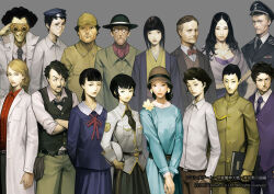 2017 6+boys 6+girls adjusting_eyewear afro arabian_clothes asymmetrical_bangs belt belt_buckle black_belt black_bow black_bowtie black_eyes black_hair black_necktie black_skirt black_vest blazer blonde_hair blue_dress blue_eyes blue_hat blue_jacket blue_necktie blue_pants blue_shirt blue_skirt blue_suit blunt_bangs book bow bowtie breasts brown_hat brown_pants brown_vest buckle buttons character_request chest_belt circlet cleavage closed_mouth collarbone collared_dress collared_jacket collared_shirt commentary_request copyright_notice copyright_request cowboy_shot crossed_arms dress dress_pants dress_shirt earrings eyelashes facial_hair flower flower_brooch flower_earrings formal_clothes fringe_trim frown furrowed_brow gakuran glasses gloves goggles green_hat green_jacket green_pants grey_background grey_gloves grey_pants grin hand_on_eyewear hand_on_hand hands_in_pockets hands_on_lap haori hat high_collar holding holding_book holding_unworn_clothes holding_unworn_hat jacket japanese_clothes jewelry kimono lab_coat lapels large_breasts light_smile long_hair long_sleeves low_ponytail medium_hair military_hat military_uniform mole mole_under_eye multiple_boys multiple_girls mustache neck_ribbon necktie notched_lapels official_art own_hands_together pants peaked_cap pleated_dress pleated_skirt pocket pointy_ears police police_uniform ponytail purple_dress purple_shawl realistic red_lips red_ribbon red_shirt ribbon round_eyewear rubber_gloves school_uniform scowl shawl shirt short_hair simple_background skirt skirt_set smile standing straight_hair suit thick_eyebrows traditional_bowtie unworn_gloves unworn_hat unworn_headwear very_short_hair vest wavy_hair white_flower white_hat white_shirt yamamoto_akifumi yellow-framed_eyewear yellow_hat yellow_jacket yellow_kimono