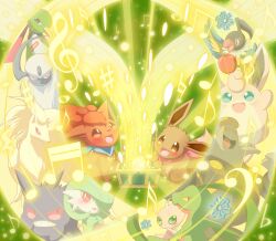 Rule 34 | absol, apple, blue eyes, brown fur, celebi, chatot, colored skin, dusknoir, eevee, food, fruit, gardevoir, gen 1 pokemon, gen 2 pokemon, gen 3 pokemon, gen 4 pokemon, gengar, ghost, green hair, green skin, grovyle, highres, legendary pokemon, musical note, mythical pokemon, neru (neruneruru), ninetales, nintendo, one-eyed, open mouth, pink skin, pokemon, pokemon (creature), pokemon mystery dungeon, red eyes, red fur, smile, vulpix, white fur, white skin, wigglytuff, xatu