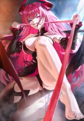 Rule 34 | 1boy, 1girl, absurdres, armpits, azur lane, barefoot, black dress, black panties, black sleeves, blue eyes, boots, breasts, cameltoe, commander (azur lane), detached sleeves, dress, fang, grin, hair intakes, heart, heart-shaped pupils, heterochromia, highres, holding, holding leash, horns, large breasts, leash, looking at viewer, mecklenburg (azur lane), military uniform, naval uniform, panties, pink eyes, pink hair, pink horns, pointy ears, pov, silasscia45, single boot, smile, straddling, symbol-shaped pupils, toes, underwear, viewer on leash