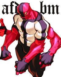 Rule 34 | 1boy, afdsbm, ben 10, black gloves, black pants, colored skin, commentary, english commentary, english text, extra arms, fingerless gloves, four arms (ben 10), gloves, highres, looking at viewer, male focus, no humans, pants, red skin, shirt, short sleeves, smile, solo, striped clothes, striped shirt, thumbs up, white shirt, yellow eyes