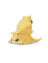 animal_focus black_eyes bright_pupils claws commentary_request creatures_(company) dated game_freak gen_1_pokemon highres mokuzou_(moku_ssbu) nintendo no_humans pokemon pokemon_(creature) sandshrew signature white_background white_pupils