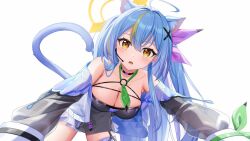 1girl bad_tag breasts cat_girl cleavage cybermyth godsoul highres non-web_source solo streaked tail