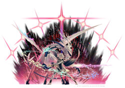 Rule 34 | 1boy, 1other, amao miyuki, armor, barefoot, cape, commentary, corrin (dragon) (fire emblem), dragon, dragon horns, english commentary, english text, fire, fire emblem, fire emblem fates, flaming sword, flaming weapon, floating cape, gloves, hair between eyes, highres, holding, holding sword, holding weapon, hooves, horns, male corrin (fire emblem), nintendo, parted bangs, pointy ears, red eyes, short hair, sword, weapon, white hair, wings