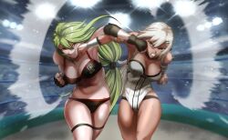 Rule 34 | 2girls, aoba (smartbeat), catfight, multiple girls, navel, tagme, wrestling ring