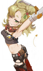 1girl ass butt_crack one_eye_closed piper_wheel short_shorts shorts stretching tagme virgo76612871 wink zenless_zone_zero