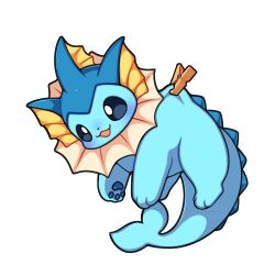 Rule 34 | absurdres, animal focus, clip, fins, gen 1 pokemon, highres, nintendo, no humans, pawpads, pokemon, pokemon (creature), sevi (seviyummy), simple background, smile, solo, spikes, vaporeon, white background