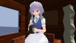 3girls accident animated sound bouncing_breasts breasts chinese_text dagger hat hong_meiling indoors izayoi_sakuya jar knife maid maid_headdress mikumikudance mob_cap multiple_girls music pickle remilia_scarlet shirt stab sword tagme taut_clothes taut_shirt television touhou w.t.m. weapon video