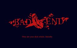 bad_end bdsm black_background cbt dagger english_text heart helltaker knife no_humans penis severed_penis simple_background skull stabbed_heart todding weapon