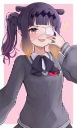 Rule 34 | 1girl, absurdres, blush, chuunibyou, eyepatch, grey sweater, hair ornament, highres, hololive, hololive english, looking at viewer, ninomae ina&#039;nis, ninomae ina&#039;nis (school uniform), nyu-tan94, official alternate costume, open mouth, purple eyes, purple hair, smile, solo, star (symbol), star hair ornament, sweater, tentacle hair, virtual youtuber