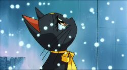 animated animated_gif bishoujo_senshi_sailor_moon bishoujo_senshi_sailor_moon_s_the_movie:_kaguya-hime_no_koibito black_fur brown_eyes cat crying looking_up lowres luna_(sailor_moon) necktie red_eyes ribbon sailor_moon_s_the_movie snowing sparkle tagme tears
