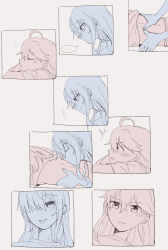 ... 2girls absurdres blue_hair blush commentary ear_blush green_eyes highres hololive hoshimachi_suisei licking_another&#039;s_back long_hair massage multiple_girls parted_lips pink_hair purple_eyes sakura_miko simple_background smile spoken_ellipsis squeans star_(symbol) star_in_eye symbol-only_commentary symbol_in_eye translation_request virtual_youtuber white_background yumi5469 yuri