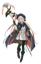 1girl artoria_caster_(fate) artoria_caster_(second_ascension)_(fate) artoria_pendragon_(fate) black_gloves blonde_hair fate/grand_order fate_(series) gloves green_eyes hair_between_eyes hat solo ss_un17 staff