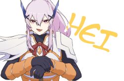 Rule 34 | 1girl, armor, black bodysuit, bodysuit, bodysuit under clothes, cosplay, darkness (konosuba), darkness (konosuba) (cosplay), hair ornament, high ponytail, kono subarashii sekai ni shukufuku wo!, looking at viewer, mato seihei no slave, ponytail, purple eyes, purple hair, saikiseiya, shoulder armor, simple background, solo, uzen kyouka, white background
