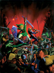 1boy 1girl battle epic highres left-handed link navi nintendo sheik the_legend_of_zelda