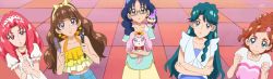 5girls absurdres akagi_towa amanogawa_kirara anime_screenshot aroma_(go!_princess_precure) bird dog go!_princess_precure haruno_haruka highres kaidou_minami multiple_girls nanase_yui precure puff_(go!_princess_precure)