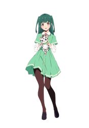 1girl animal anime_coloring black_shoes brown_pantyhose cat dress full_body green_dress green_hair holding holding_animal holding_cat ikizulive!_love_live!_bluebird layered_sleeves loafers long_hair long_sleeves love_live! neck_ribbon official_art pantyhose pink_ribbon ribbon shirt shoes short_over_long_sleeves short_sleeves simple_background solo standing tabata_hisayuki tachi-e transparent_background two_side_up white_shirt yamada_midori yellow_eyes