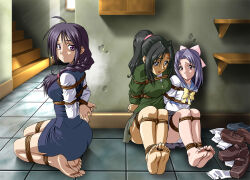 Rule 34 | 3girls, barefoot, bdsm, bondage, bound, bound together, character request, daikinbakuju, female focus, highres, kobayakawa miyuki, mama wa shougaku yonensei, mizuki natsumi (mama wa shougaku yonensei), multiple girls, original, restrained, shibari, tied up (nonsexual)
