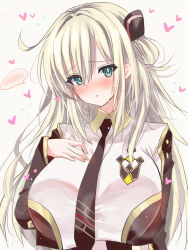 Rule 34 | 1girl, akatsuki (ggsy7885), alternate breast size, blonde hair, breasts, duel monster, green eyes, heart, highres, huge breasts, long hair, shirt, simple background, sky striker ace - raye, solo, spoken heart, upper body, white background, white shirt, yu-gi-oh!