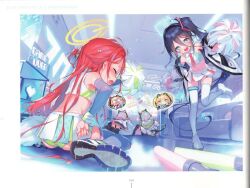 Rule 34 | 4girls, aris (blue archive), ass, blue archive, cheerleader, green panties, halo, henreader, midori (blue archive), momoi (blue archive), multiple girls, official art, on floor, panties, pom pom (cheerleading), red hair, scan, socks, underwear, yuzu (blue archive)