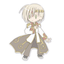 Rule 34 | 1boy, black shoes, blonde hair, brown coat, brown pants, chibi, chibi only, circlet, closed mouth, coat, commentary request, dated commentary, frown, full body, gold trim, green eyes, high priest (ragnarok online), long sleeves, lowres, male focus, multicolored coat, pants, ragnarok online, red coat, sharari, shoes, short hair, simple background, solid oval eyes, solo, standing, two-tone coat, v-shaped eyebrows, white background, white coat