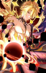 1boy absurdres alternate_form asymmetrical_wings black_shirt black_wings blonde_hair clawed_gauntlets cracked_skin enasuska hair_between_eyes halo halo_behind_head hashtag-only_commentary highres honkai:_star_rail honkai_(series) male_focus material_growth phainon_(honkai:_star_rail) shirt short_hair solo torn_clothes torn_shirt wings yellow_blood yellow_eyes yellow_halo yellow_wings