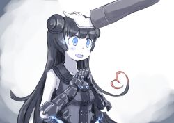 Rule 34 | 10s, 1girl, abyssal admiral (kancolle), abyssal ship, admiral (kancolle), black hair, blue eyes, double bun, dress, enjaku izuku, gauntlets, hair bun, hand on another&#039;s head, headpat, heart, heart-shaped hair, highres, kantai collection, light cruiser oni, long hair, open mouth, sailor dress, smile, solo focus, upper body