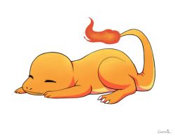 animated animated_gif artist_name charmander claws eunnieboo fangs fire flame-tipped_tail full_body gen_1_pokemon nintendo no_humans pokemon pokemon_(creature) pokemon_focus signature sleeping solo tail yawning