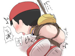 ass ass_focus black_hair blush bound child elementary_schoolboy hat huge_ass kasugai_(de-tteiu) legs mother_(series) mother_2 multiple_boys ness_(mother_2) nintendo rope saliva shota sweat sweatdrop tied_up tongue tongue_out underwear yaoi