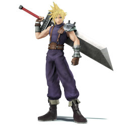 1990s_(style) 1boy 3d absurdres armor artist_request asymmetrical_clothes asymmetrical_hair baggy_pants bare_shoulders belt big_hair blonde_hair blue_eyes boots buster_sword cloud_strife contrapposto derivative_work final_fantasy final_fantasy_vii full_body gloves highres huge_weapon looking_at_viewer male_focus muscular nintendo official_art over_shoulder pants pauldrons retro_artstyle ribbed_sweater shoulder_armor sleeveless sleeveless_turtleneck soldier solo spiked_hair square_enix standing super_smash_bros. suspenders sweater sword sword_over_shoulder toned turtleneck weapon weapon_over_shoulder white_background zipper
