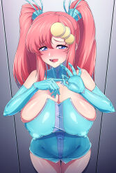 blush elbow_gloves gloves gundam gundam_seed highres kemurin lacus_clyne licking_lips tongue tongue_out