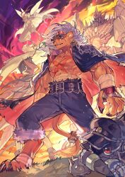 Rule 34 | absurdres, banchogolemon, bancholeomon, bancholilimon, banchomamemon, banchostingmon, banchou, delinquent, digimon, digimon (creature), fangs, furry, furry male, highres, lion, lion boy, straw (stalk), tapioka chaso, white hair