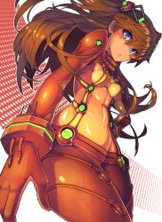 00s 1girl blue_eyes blue_hair blush_stickers bodysuit brown_hair colorized evangelion:_2.0_you_can_(not)_advance female_focus from_below hand_on_own_hip hip_focus long_hair matching_hair/eyes mecha_pilot_suit neon_genesis_evangelion orange_hair plugsuit_(evangelion) rebuild_of_evangelion red_bodysuit saltydanshark see-through_bodysuit see-through_clothes shiny_clothes skin_tight solo souryuu_asuka_langley test_plugsuit_(evangelion) very_long_hair wide_hips