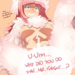 1girl aftersex blush breasts cum cum_in_pussy cumdrip english_text feathered_wings feathers female_focus fion_(naso4) full-face_blush harpy impregnation inverted_nipples large_breasts long_hair monster_girl naso4 nipples nude original pink_eyes pink_hair pussy solo spread_legs tears wavy_mouth winged_arms wings