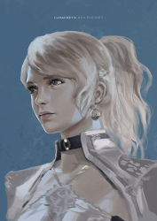 1girl blonde_hair blue_eyes braid breasts derivative_work dress female_focus final_fantasy final_fantasy_xv jewelry kingsglaive:_final_fantasy_xv lunafreya_nox_fleuret necklace portrait short_hair signature solo