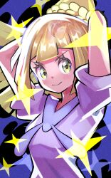 2girls blonde_hair blush closed_mouth eyelashes highres inana_umi lillie_(pokemon) long_hair looking_at_viewer lusamine_(pokemon) lusamine_fused_(pokemon) multiple_girls nintendo pokemon pokemon_sm ponytail reflection shirt short_sleeves smile upper_body white_shirt
