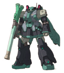 Rule 34 | 3d, bazooka (gundam), cable, clenched hand, commentary request, cosplay, crossover, derivative work, gun, gundam, hatsune miku, hatsune miku (cosplay), machinery, mecha, mecha focus, mobile suit, mobile suit gundam, no humans, one-eyed, original, radio antenna, realistic, red eyes, redesign, robot, science fiction, signature, solo, tessaku ro, thrusters, vocaloid, weapon, white background, zaku, zaku ii, zeon