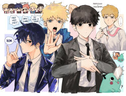 ... 6+boys black_hair black_necktie black_suit blonde_hair chainsaw_man clenched_hand commentary_request copyright_name cosplay drinking earrings ekubo_(mob_psycho_100) ekubo_(mob_psycho_100)_(cosplay) english_text eyepatch food formal_clothes hanazawa_teruki hayakawa_aki hayakawa_aki_(cosplay) highres hyeon_0613 jewelry kageyama_ritsu kageyama_shigeo korean_commentary makima_(chainsaw_man) makima_(chainsaw_man)_(cosplay) male_focus mob_psycho_100 multiple_boys necktie orange_hair pink_necktie pochita_(chainsaw_man) popcorn power_(chainsaw_man) power_(chainsaw_man)_(cosplay) pull_cord reigen_arataka serizawa_katsuya sharp_teeth spoken_ellipsis stud_earrings suit suzuki_shou sweatdrop sword sword_on_back teeth weapon weapon_on_back