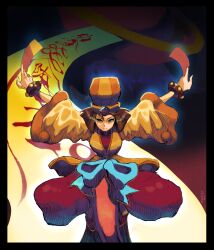 2021 2girls artist_name chinese_clothes commentary darkstalkers dreaminerryday english_commentary hat highres hsien-ko jiangshi mei-ling_(darkstalkers) multiple_girls qingdai_guanmao short_hair solo