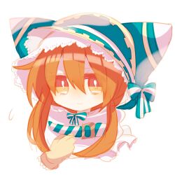 1boy blue_headwear blue_ribbon bright_pupils brown_eyes brown_hair closed_mouth commentary_request eyes_visible_through_hair gloves hair_between_eyes kirby_(series) looking_at_viewer magolor male_focus nintendo no_nose personification portrait ribbon scarf short_hair_with_long_locks simple_background sketch solo usagi_nui white_background white_gloves white_pupils white_scarf