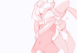 Rule 34 | 1girl, breasts, clothes lift, cowboy shot, crotch plate, forehead jewel, greyscale, helmet, kaidou zx, mega man (series), mega man zx, model w (mega man), monochrome, pandora (mega man), red theme, shirt lift, sketch, small breasts, solo
