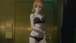 009_re:cyborg 1boy 1girl against_wall animated anime_screenshot ass audible_speech bare_arms bare_shoulders black_bra black_lingerie black_panties black_thighhighs bra breasts brown_hair closed_eyes cyborg_009 english_audio francoise_arnoul green_eyes hair_between_eyes hairband hetero highres hug indoors kiss looking_at_another looking_away medium_breasts midriff navel neck orange_hair panties red_hairband school_uniform shimamura_joe short_hair sound standing thighhighs underwear video walking